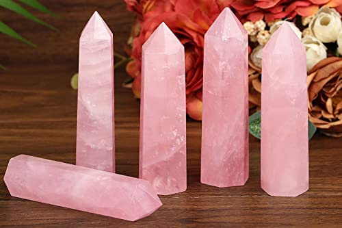 Rose Quartz Healing Crystal Wands for Meditation Therapy