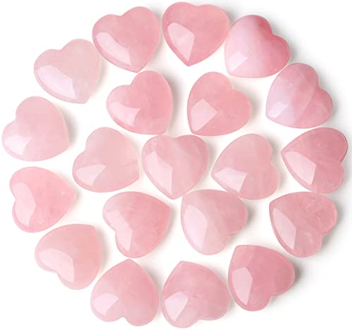 20 PCS Rose Quartz Heart Crystals Healing Stones