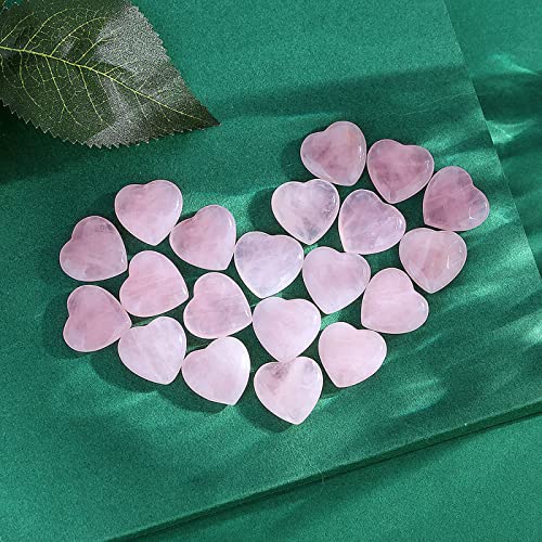 20 PCS Rose Quartz Heart Crystals Healing Stones
