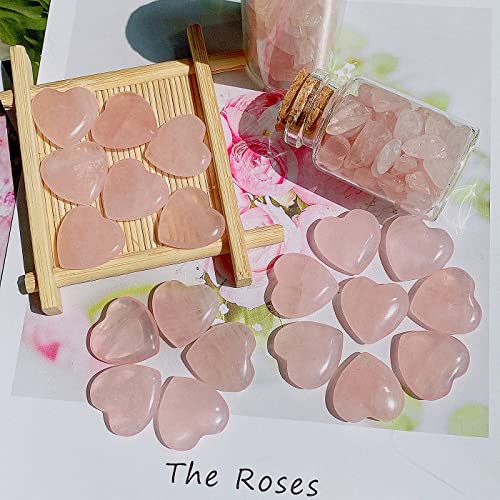 20 PCS Rose Quartz Heart Crystals Healing Stones