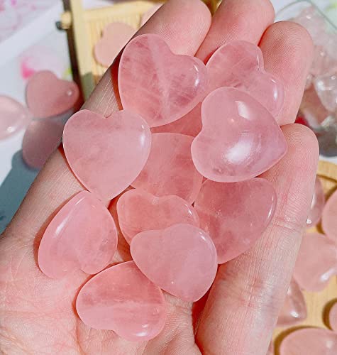 20 PCS Rose Quartz Heart Crystals Healing Stones