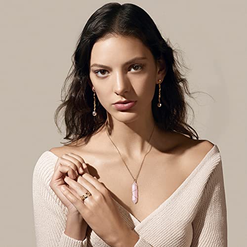 Natural Rose Quartz Crystal Pendant Necklace for Women-Men