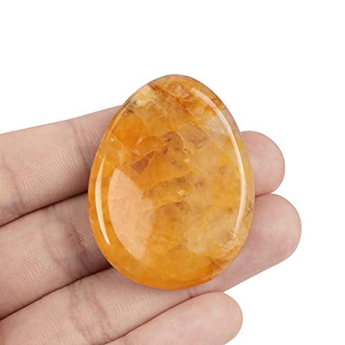 Hand-carved Citrine Crystal Worry Stone for Tarot Meditation