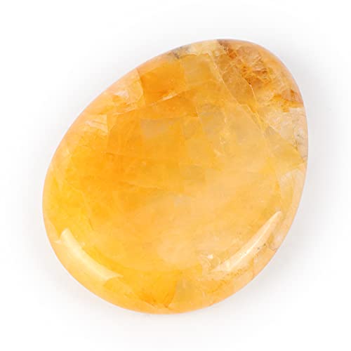 Hand-carved Citrine Crystal Worry Stone for Tarot Meditation