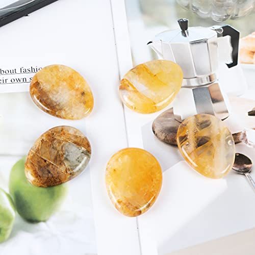 Hand-carved Citrine Crystal Worry Stone for Tarot Meditation