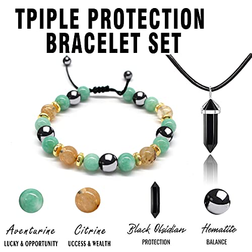 Citrine & Green Aventurine Feng Shui Bracelet Set