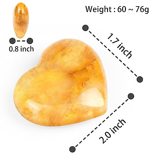 Citrine Crystal Heart Healing Stones for Chakra Balancing