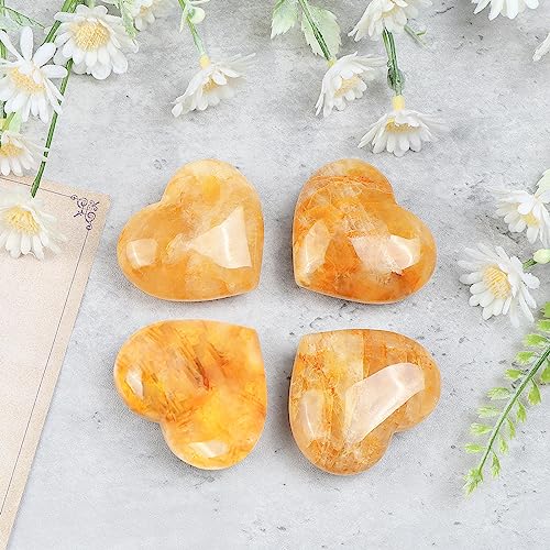 Citrine Crystal Heart Healing Stones for Chakra Balancing