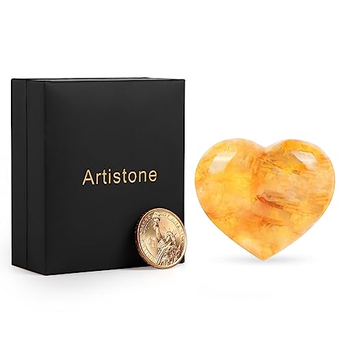 Citrine Crystal Heart Healing Stones for Chakra Balancing