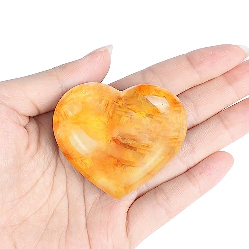 Citrine Crystal Heart Healing Stones for Chakra Balancing