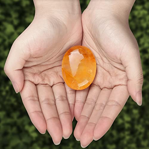 Citrine Palm Stone for Chakra Healing and Meditation