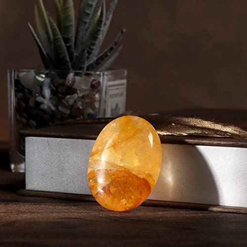 Citrine Palm Stone for Chakra Healing and Meditation