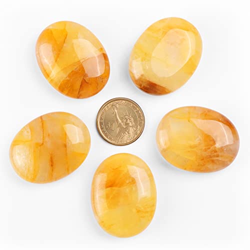 Citrine Palm Stone for Chakra Healing and Meditation