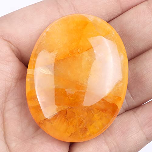 Citrine Palm Stone for Chakra Healing and Meditation