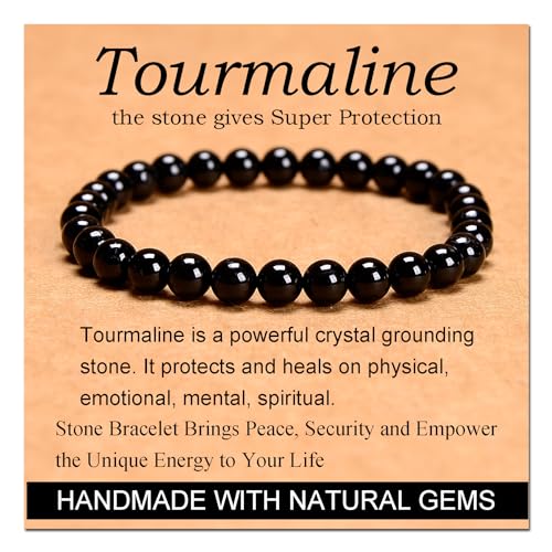 Black Tourmaline Beaded Stretch Bracelet - Protection Energy