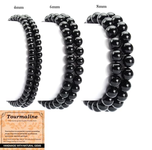 Black Tourmaline Beaded Stretch Bracelet - Protection Energy