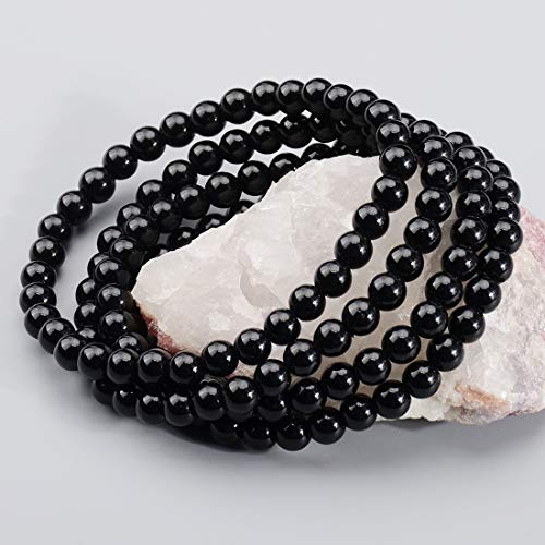Black Tourmaline Beaded Stretch Bracelet - Protection Energy