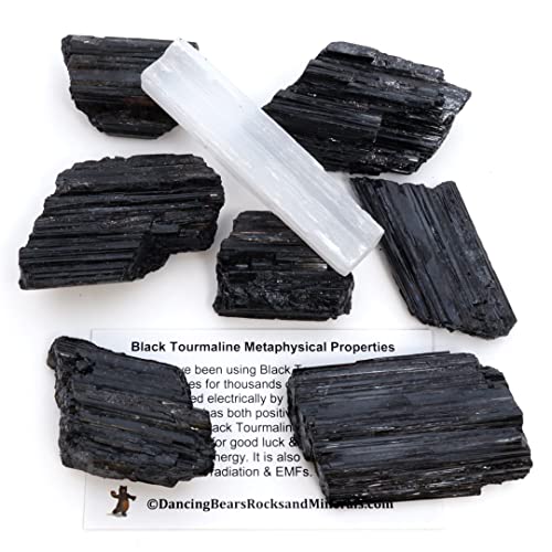 DANCING BEAR Black Tourmaline Crystal Bulk Set Energizes Good Vibes
