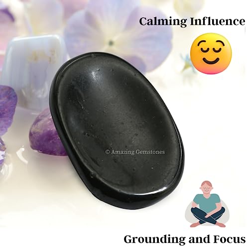 Black Tourmaline Crystal Worry Stone - Anxiety Relief