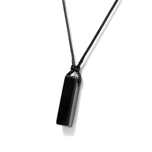 Men's Black Tourmaline Necklace with Black Obsidian Pendant