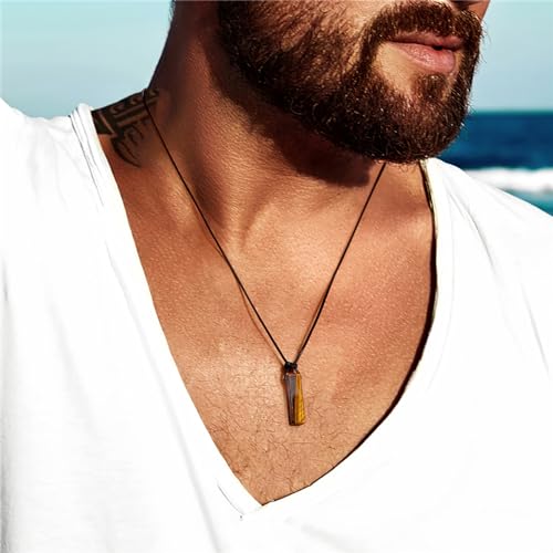 Men's Black Tourmaline Necklace with Black Obsidian Pendant