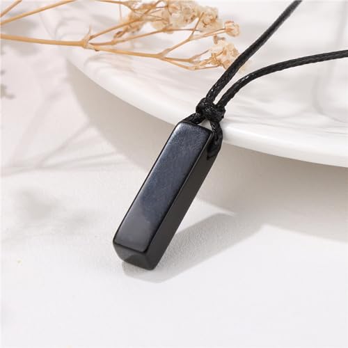 Men's Black Tourmaline Necklace with Black Obsidian Pendant