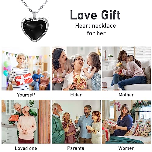 SmileBelle Black Heart Necklace for Women and Girls