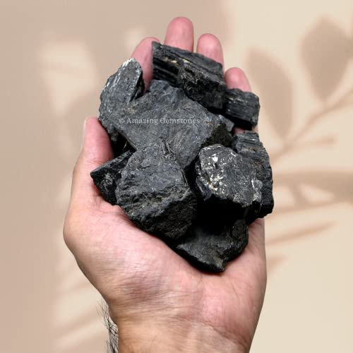 Large Black Tourmaline Crystal Stones Bulk 1/2lb Pieces