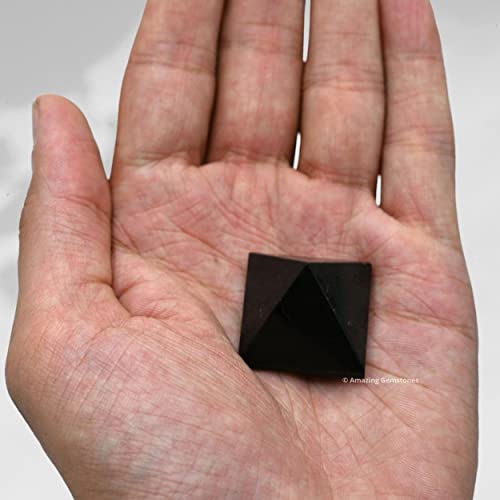 Black Tourmaline Pyramid Crystal - 1" Figurine for Meditation