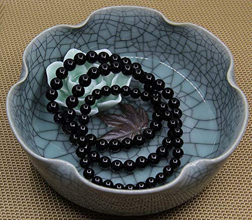 Black Tourmaline Gemstone Stretch Bracelet - Unisex - 6mm