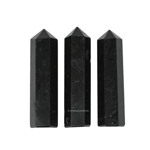 Black Tourmaline Crystal Points - Pack of 3