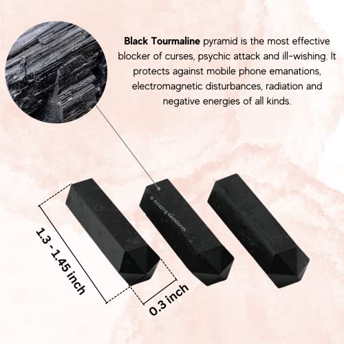 Black Tourmaline Crystal Points - Pack of 3