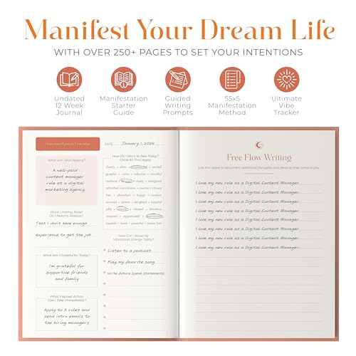 Manifestation Journal + Bonus Affirmation Cards: 12-Week Planner