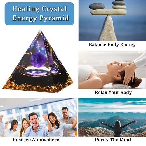 Amethyst Orgonite Pyramid, Promotes Positive Energy, Luck, Success