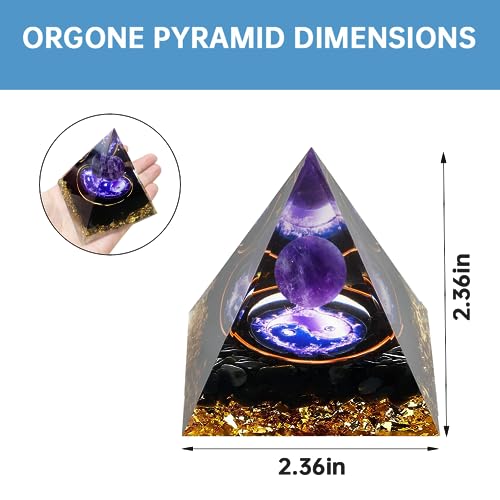 Amethyst Orgonite Pyramid, Promotes Positive Energy, Luck, Success