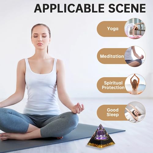 Amethyst Orgonite Pyramid, Promotes Positive Energy, Luck, Success