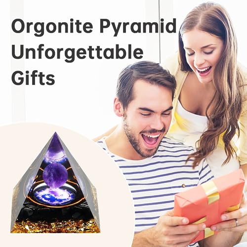 Amethyst Orgonite Pyramid, Promotes Positive Energy, Luck, Success
