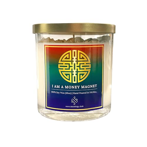 Wealth Manifestation Crystal Candle | Citrine & Aventurine