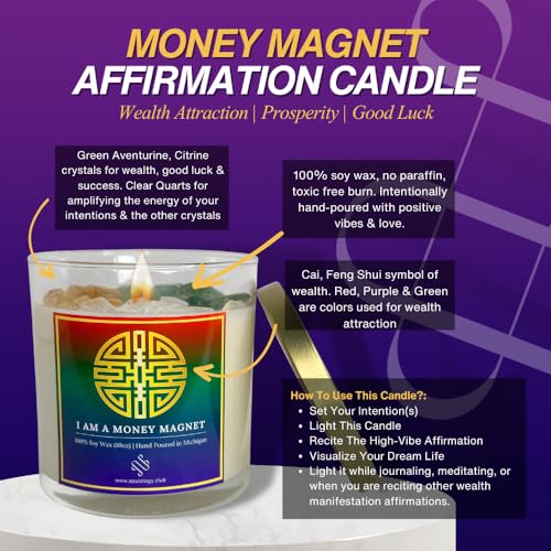 Wealth Manifestation Crystal Candle | Citrine & Aventurine