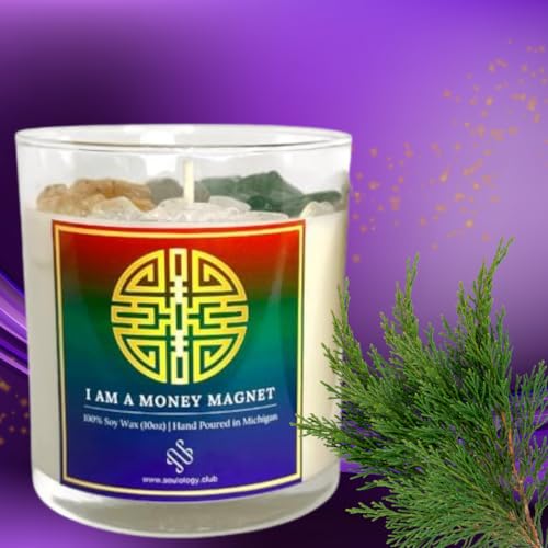 Wealth Manifestation Crystal Candle | Citrine & Aventurine