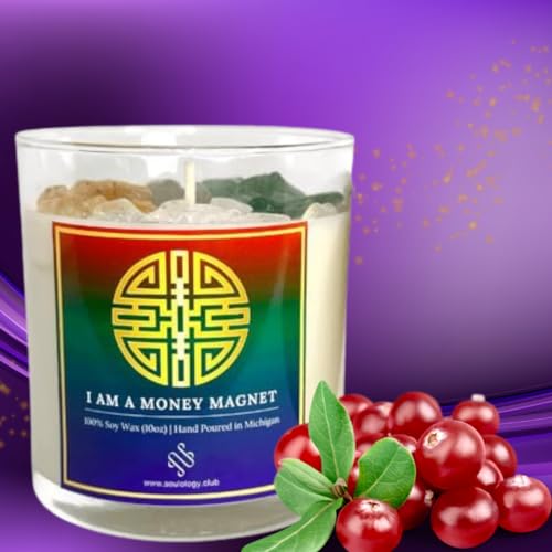 Wealth Manifestation Crystal Candle | Citrine & Aventurine