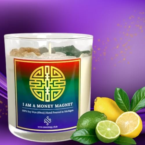 Wealth Manifestation Crystal Candle | Citrine & Aventurine