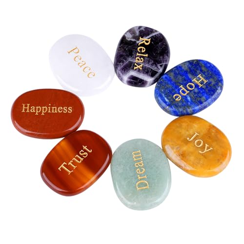 Chakra Stones Set - Reiki Healing with Engraved Words