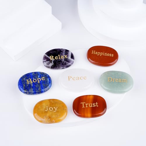 Chakra Stones Set - Reiki Healing with Engraved Words
