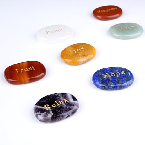 Chakra Stones Set - Reiki Healing with Engraved Words