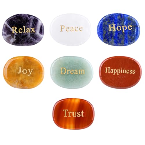 Chakra Stones Set - Reiki Healing with Engraved Words