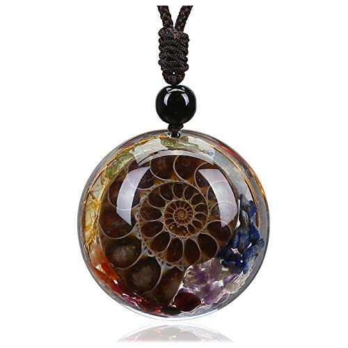 Jovivi 7 Chakra Gemstone Healing Crystal Pendant Necklace