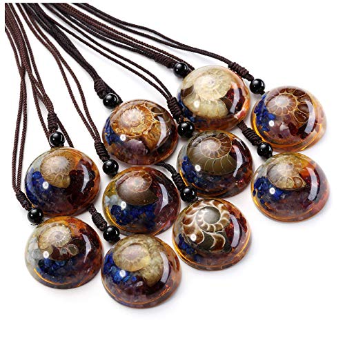 Jovivi 7 Chakra Gemstone Healing Crystal Pendant Necklace