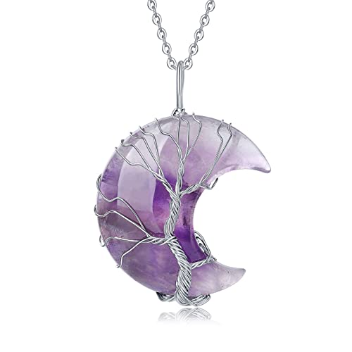 Amethyst Crescent Moon Necklace for Spiritual Women