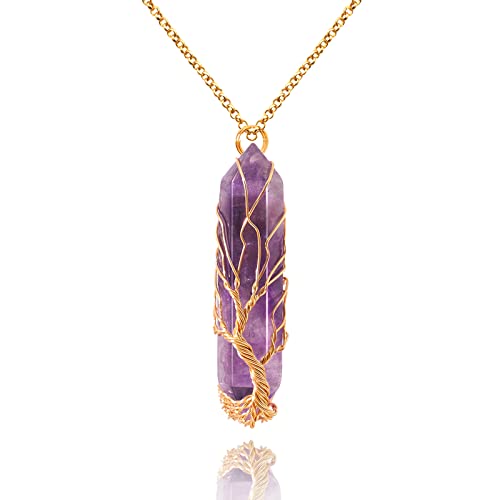 Tree of Life Amethyst Point Pendant Necklace